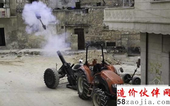 敘利亞武裝分子自制煤氣罐火箭筒發(fā)射器