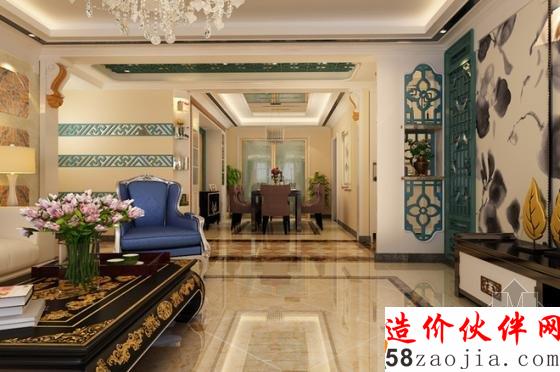 韻味十足!136平混搭“水墨青荷”三居室