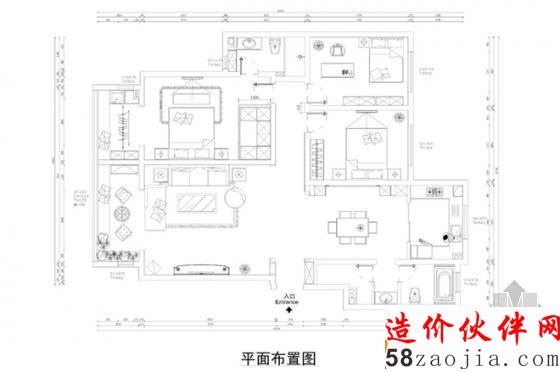 韻味十足!136平混搭“水墨青荷”三居室