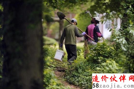 圖為王先生和妻子在菜園工作完后提著工具回家