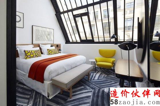 工業(yè)風(fēng)與撞色魅力 巴黎藝術(shù)酒店Du Ministere擴(kuò)建工程